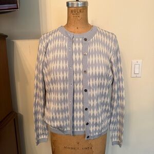 Mel & Lisa Blue Argyle Diamond Knit Sweater Cardigan Set